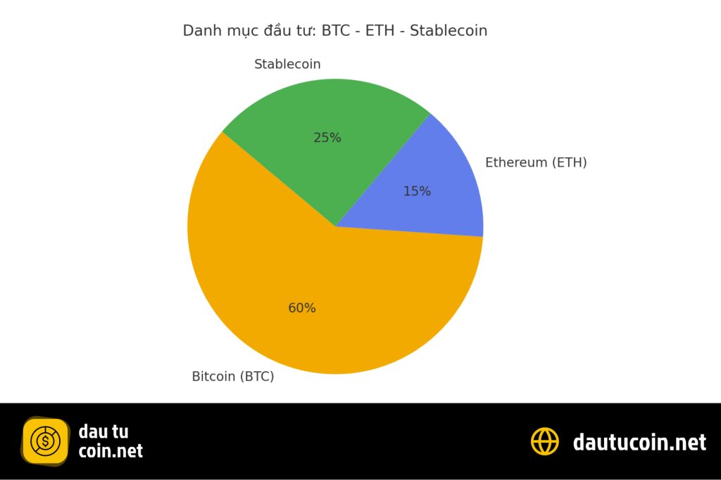 Biểu đồ cho danh mục BTC ETH và Stablecoin tham khảo